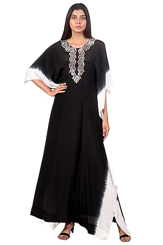 Black & White Tie-Dyed Kaftan by Dev R Nil