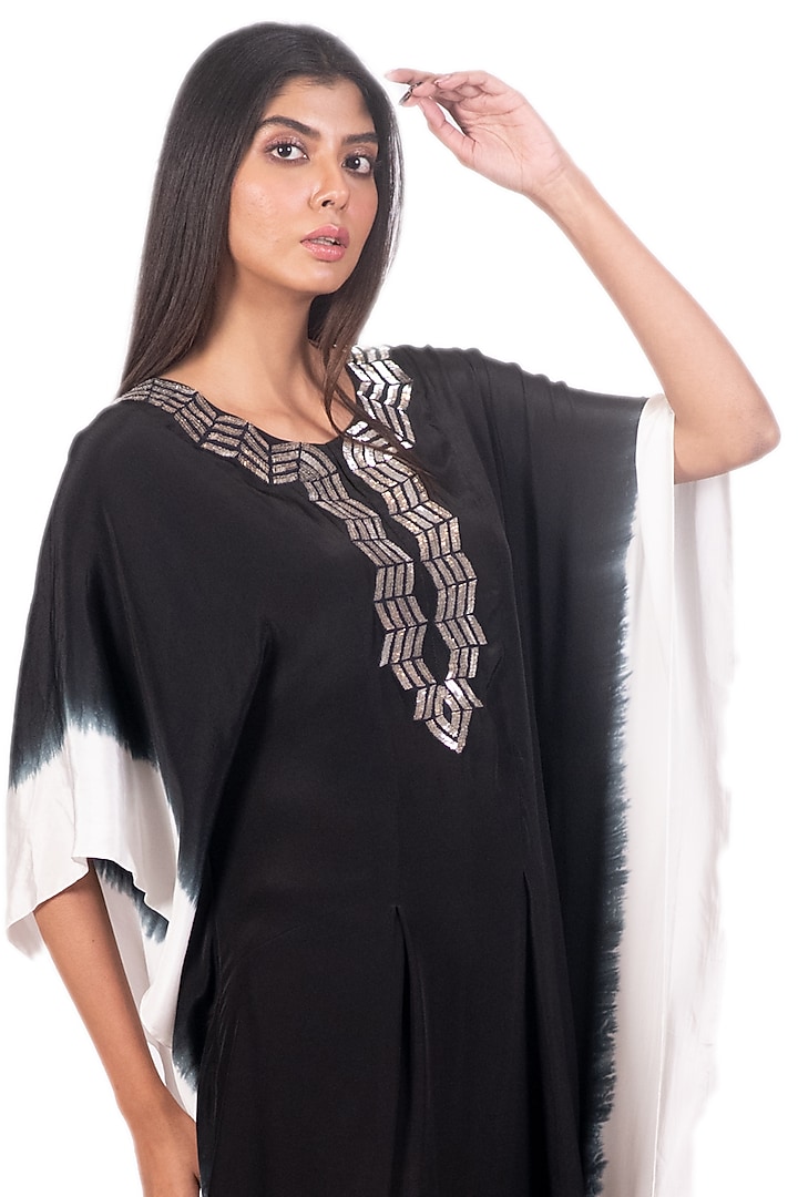 Black & White Tie-Dyed Kaftan by Dev R Nil at Pernia's Pop Up Shop