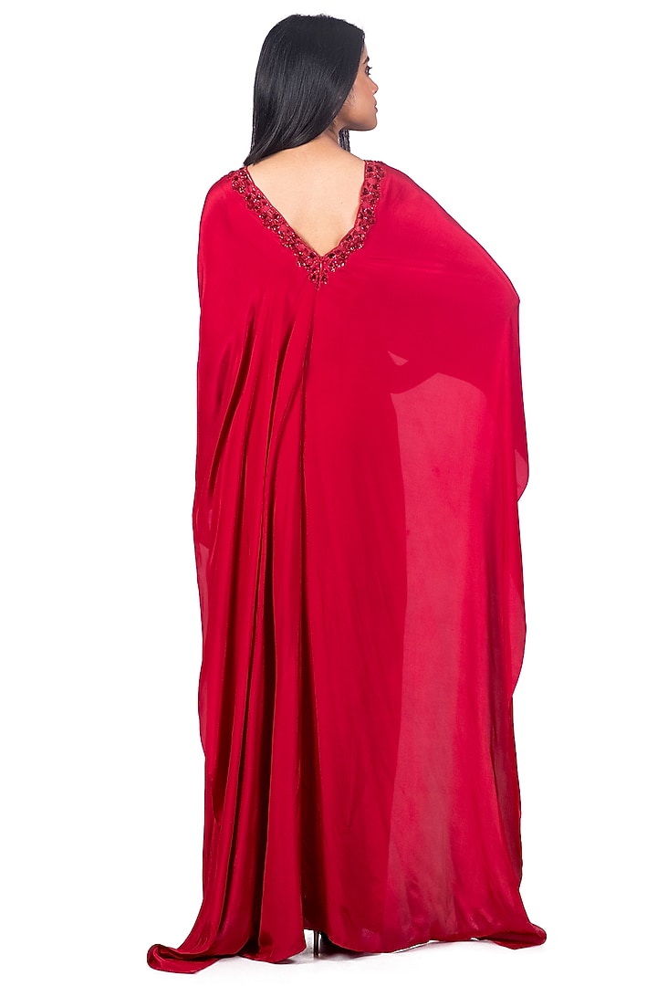 Fiery Red Embroidered Knotted Vacation Dress by Dev R Nil at Pernia's Pop Up Shop
