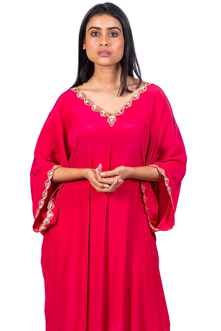 Crayon Red & White Tie-Dyed Kaftan Set by Dev R Nil at Pernia's Pop Up Shop