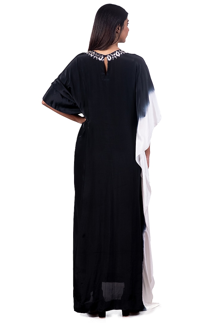 Black & White Embroidered Kaftan by Dev R Nil at Pernia's Pop Up Shop