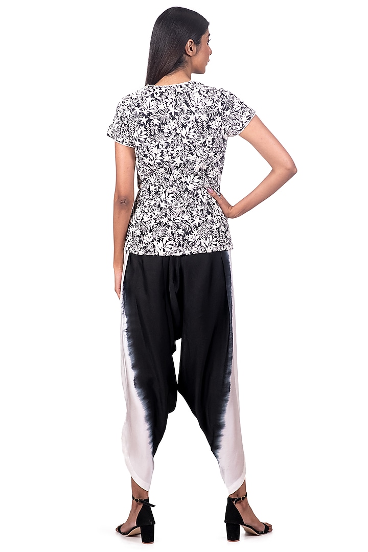 Black & White Embroidered Paneled Jacket Set by Dev R Nil at Pernia's Pop Up Shop