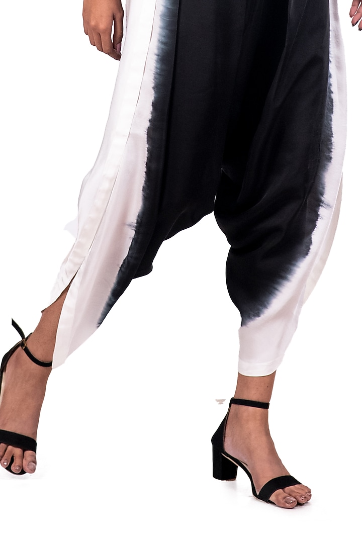 Black & White Embroidered Paneled Jacket Set by Dev R Nil at Pernia's Pop Up Shop