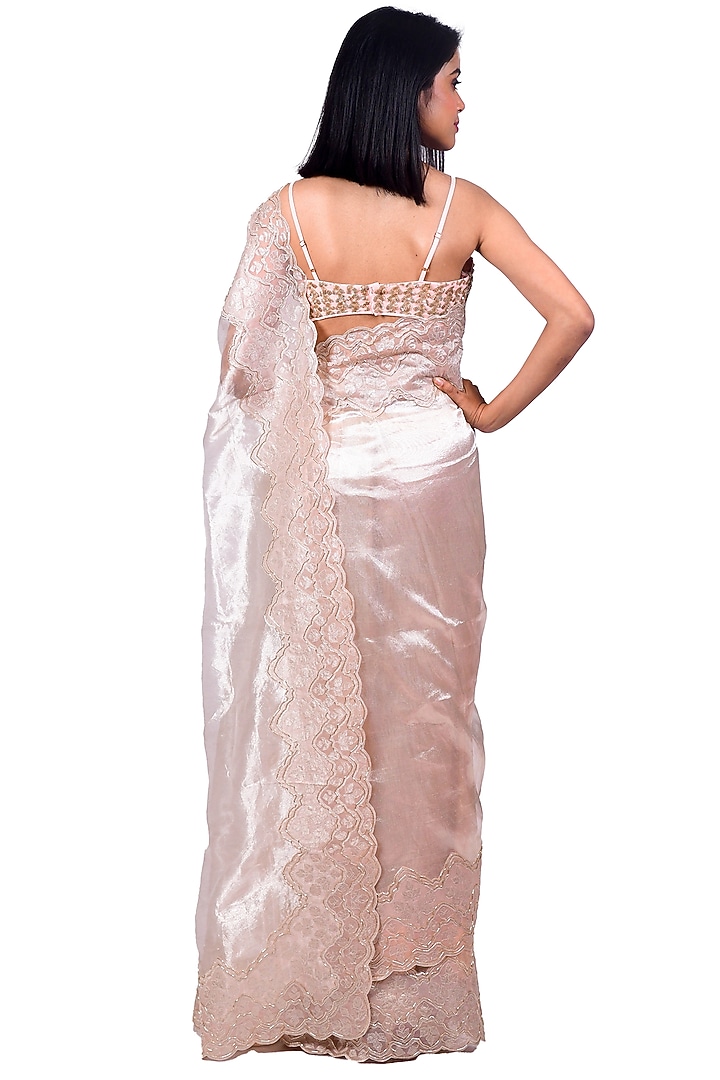 Crystal Pink Embroidered Reception Saree Set by Dev R Nil at Pernia's Pop Up Shop