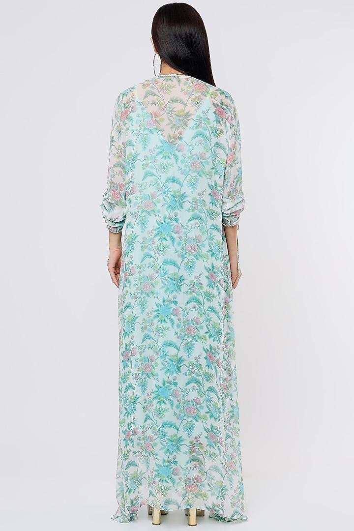 Lime Crepe Printed & Embroidered Jacket Cocktail Dress by Dev R Nil at Pernia's Pop Up Shop