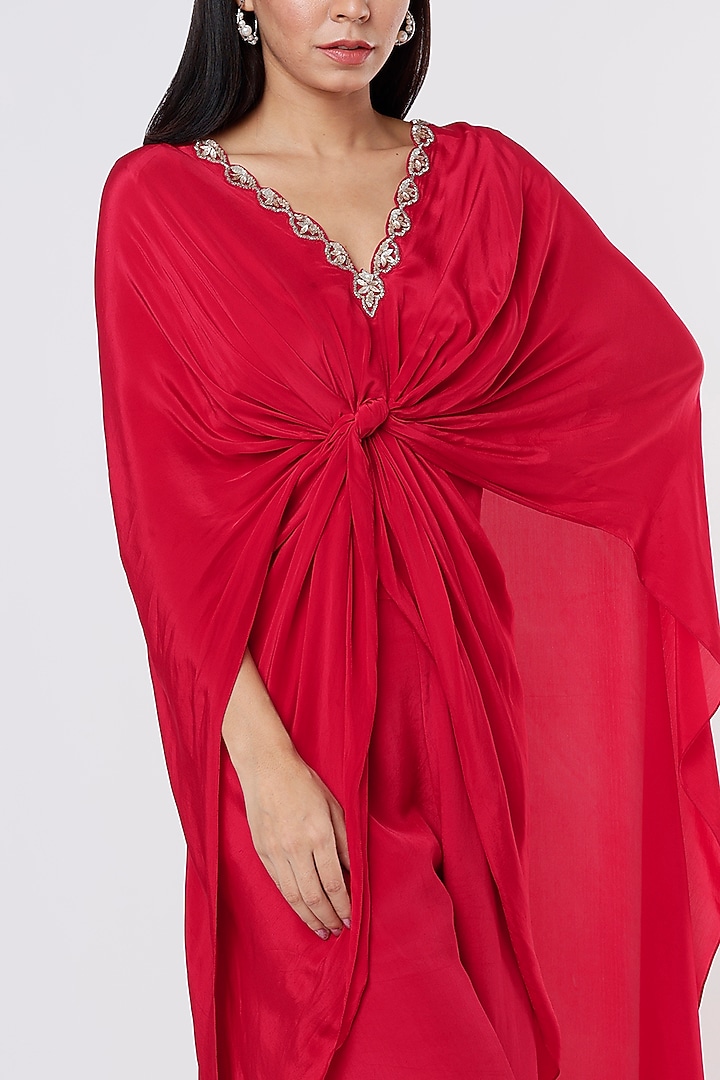 Red Crepe Tunic Set by Dev R Nil at Pernia's Pop Up Shop