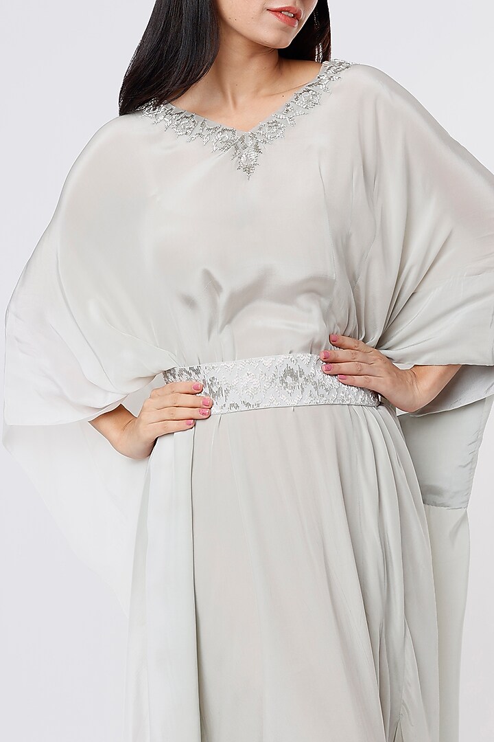 Grey Crepe Kaftan by Dev R Nil at Pernia's Pop Up Shop