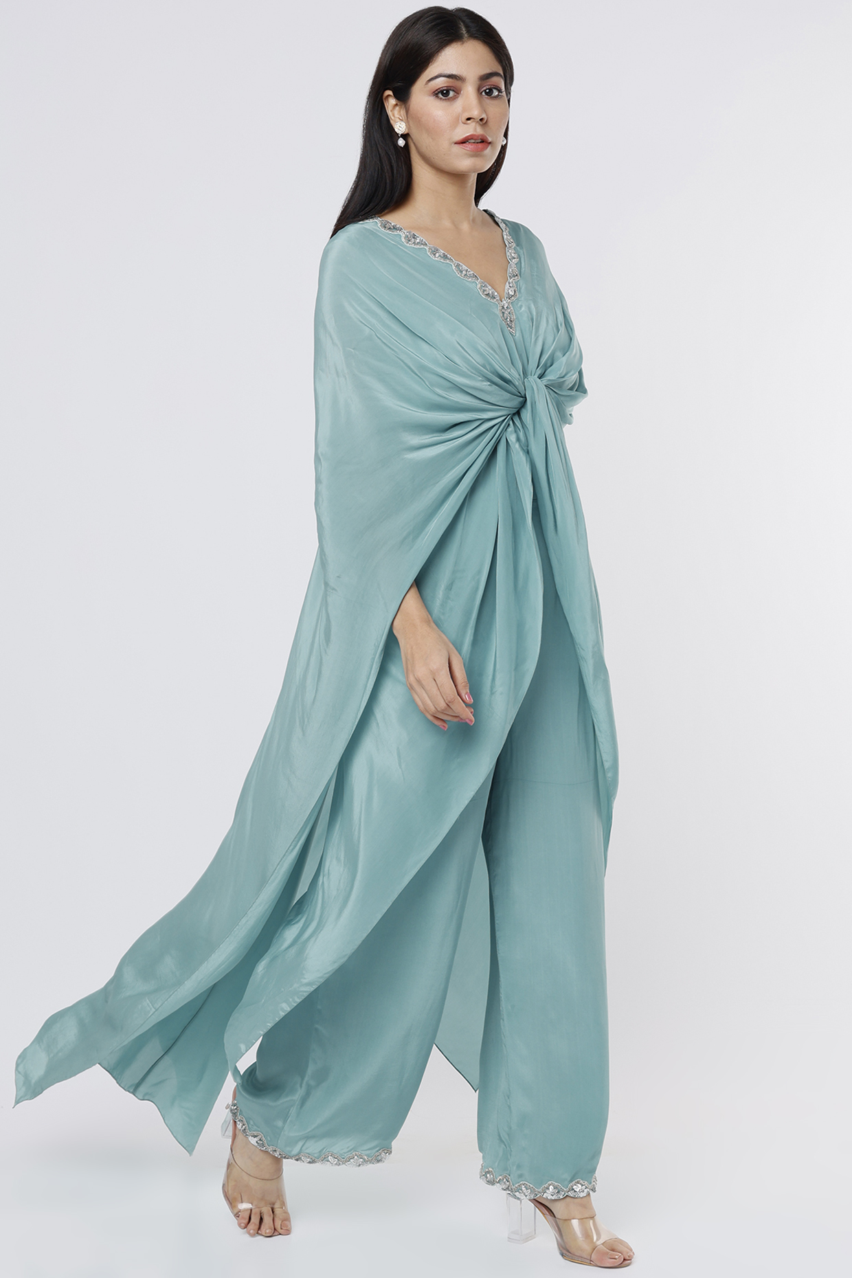 Jade Crepe Tunic Set by Dev R Nil