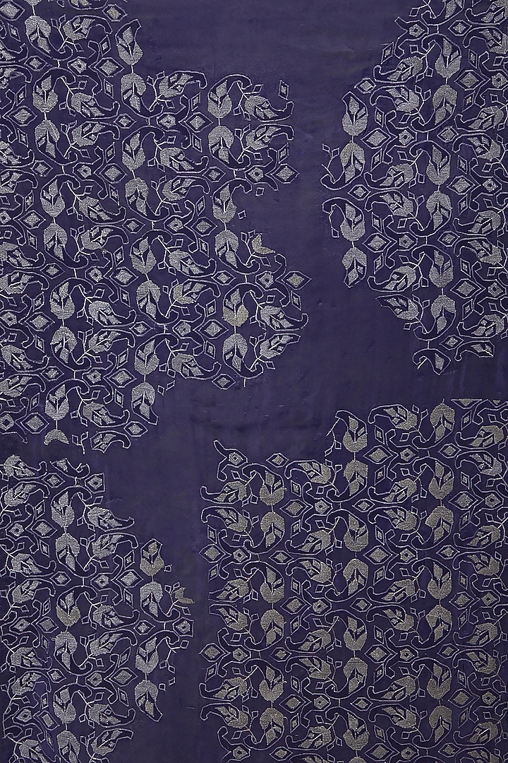 Navy Blue Embroidered Reception Saree Set by Dev R Nil at Pernia's Pop Up Shop