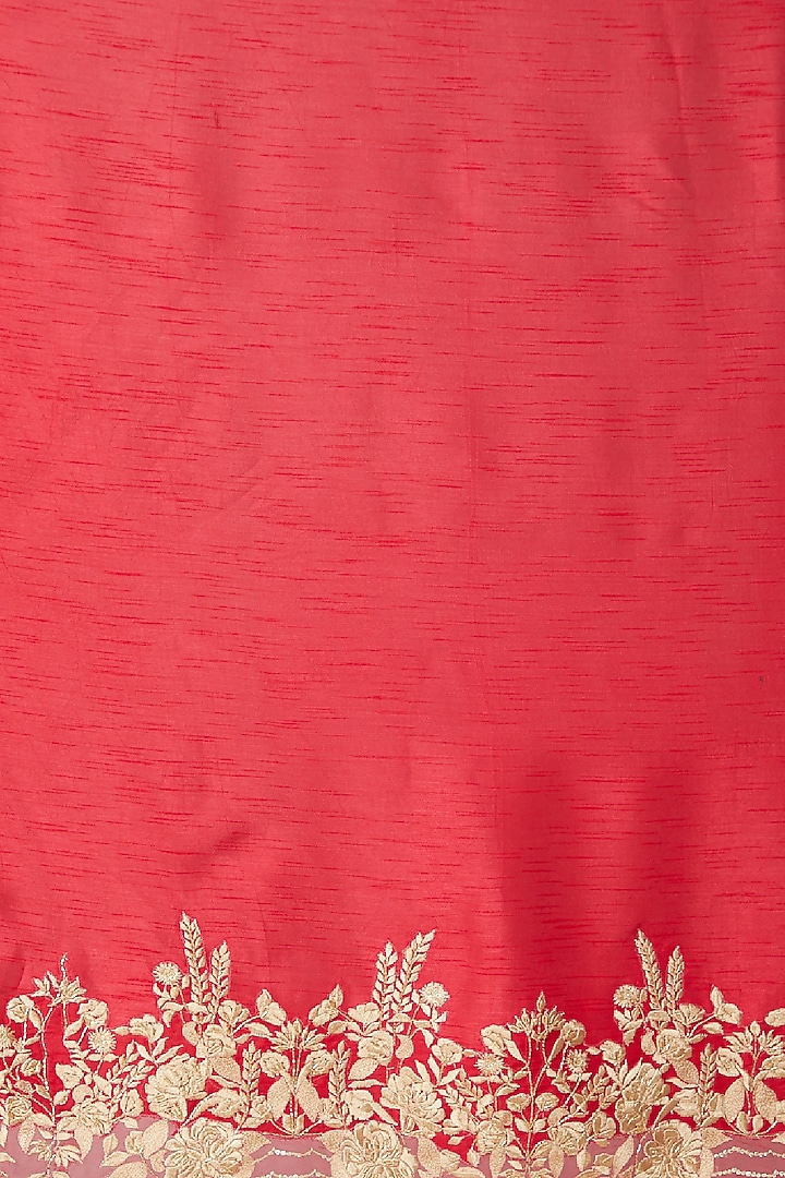 Gold & Red Embroidered Reception Saree Set by Dev R Nil at Pernia's Pop Up Shop