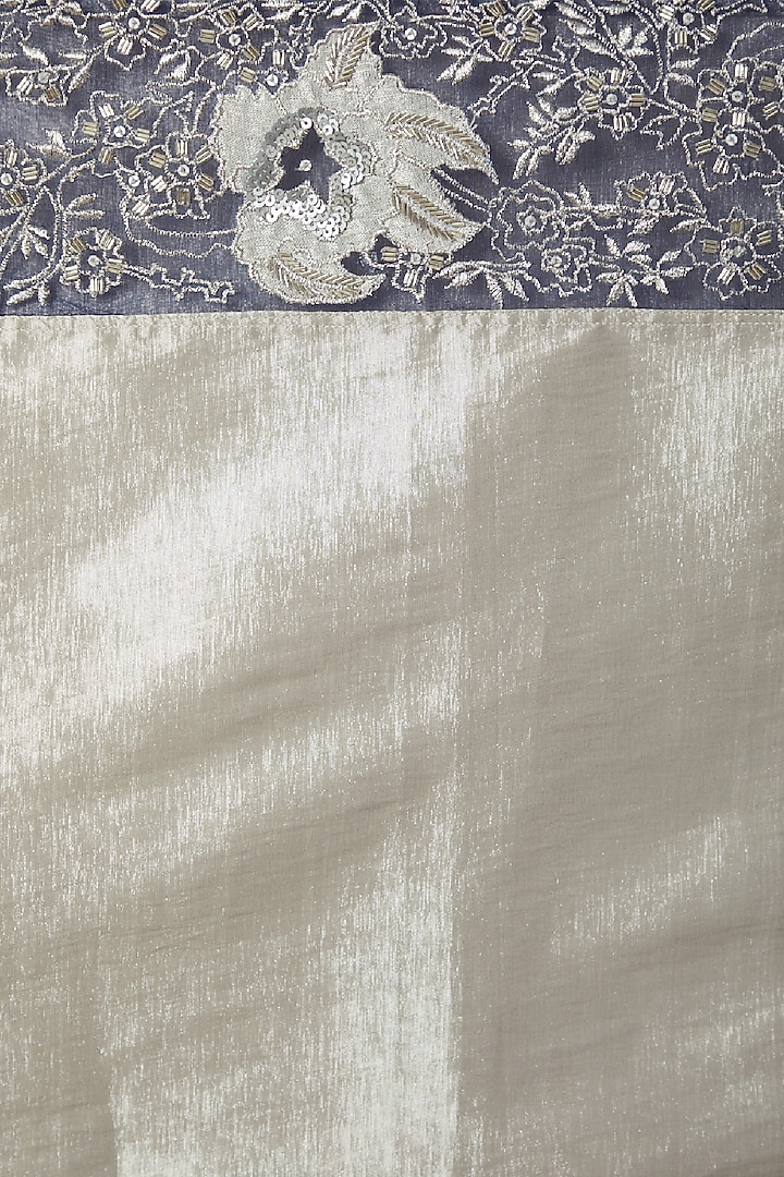 Grey Sequins & Zari Embroidered Wedding Saree Set by Dev R Nil at Pernia's Pop Up Shop