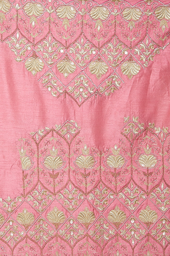 Pink & Gold Beads Embroidered Bridal Saree Set by Dev R Nil at Pernia's Pop Up Shop