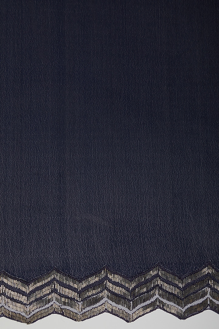 Navy Blue Cutdana Embroidered Reception Saree Set by Dev R Nil at Pernia's Pop Up Shop