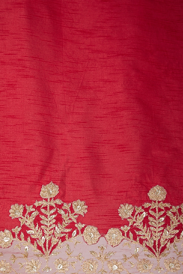 Red Cutdana Embroidered Reception Saree Set by Dev R Nil at Pernia's Pop Up Shop