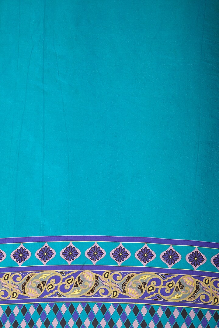 Multi-Colored Satin Scarf Printed Wedding Saree Set by Dev R Nil at Pernia's Pop Up Shop
