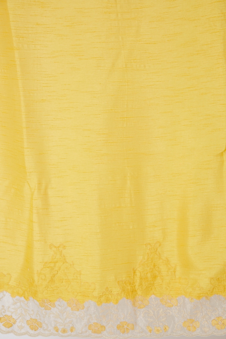 Gold & Yellow Aari Embroidered Wedding Saree Set by Dev R Nil at Pernia's Pop Up Shop