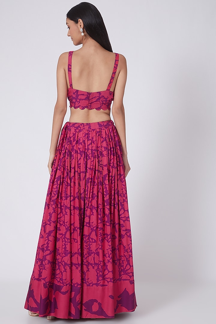 Fuchsia & Purple Digital Printed Skirt Set by Dev R Nil at Pernia's Pop Up Shop