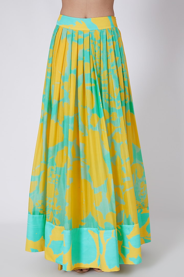 Yellow & Mint Green Digital Printed Skirt Set by Dev R Nil at Pernia's Pop Up Shop