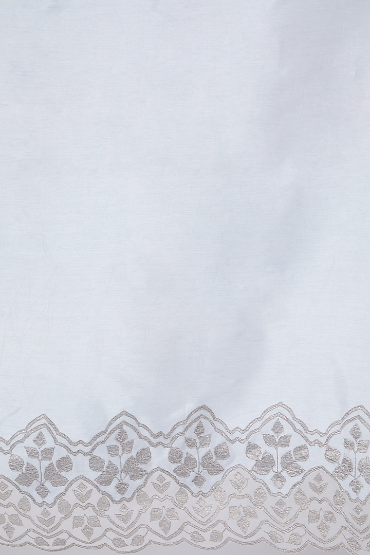 Silver Applique Embroidered Reception Saree Set by Dev R Nil at Pernia's Pop Up Shop