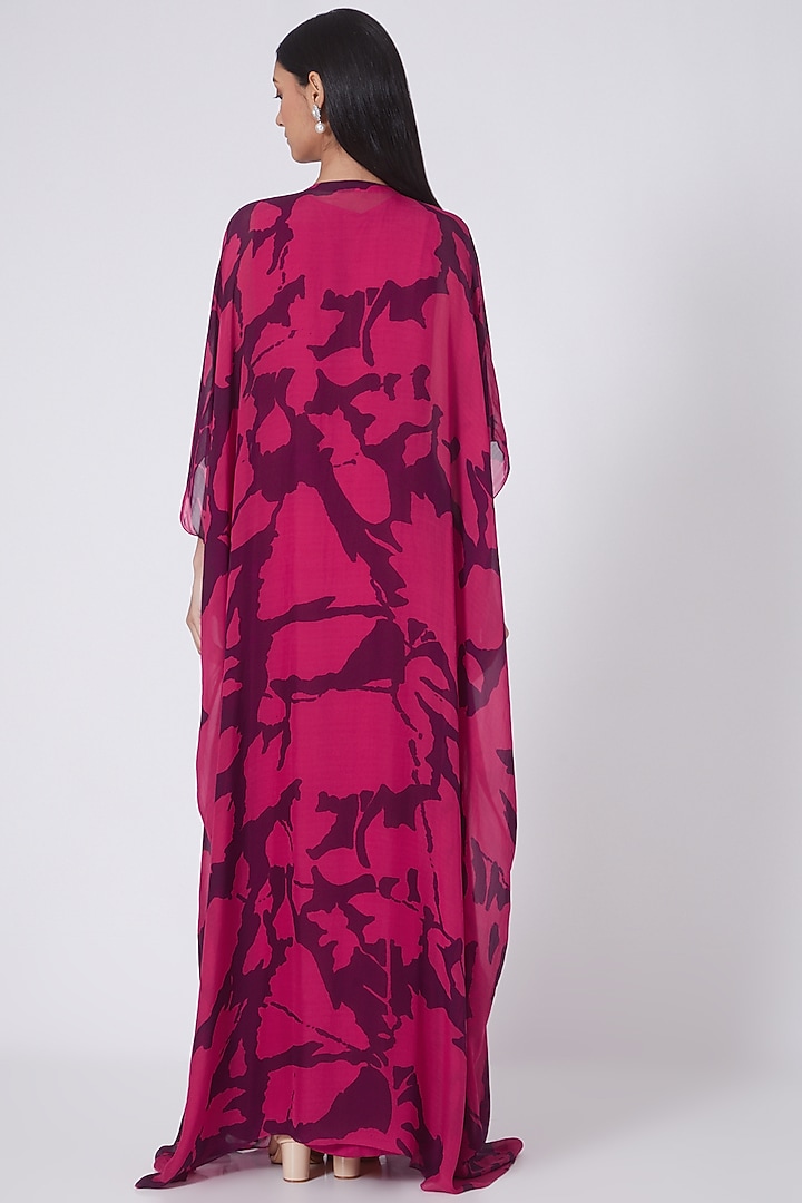 Fuchsia & Purple Digital Printed Kaftan by Dev R Nil at Pernia's Pop Up Shop