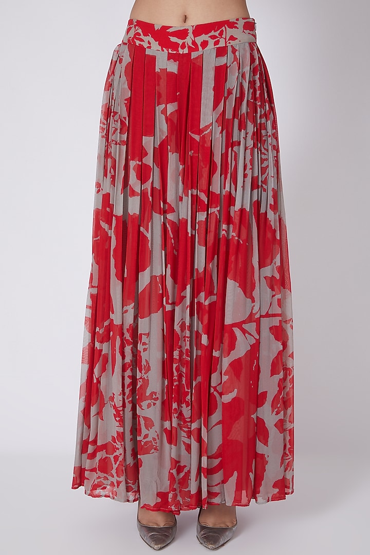 Red & Grey Digital Printed Short Jacket Set by Dev R Nil at Pernia's Pop Up Shop