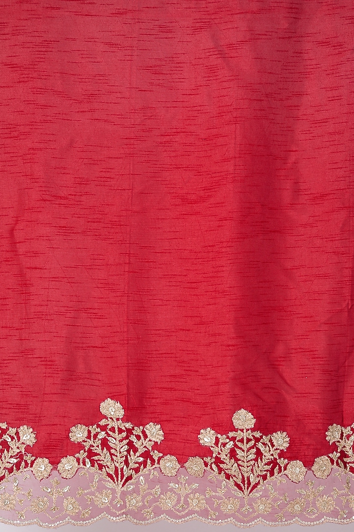 Red & Gold Zardosi Embroidered Reception Saree Set by Dev R Nil at Pernia's Pop Up Shop
