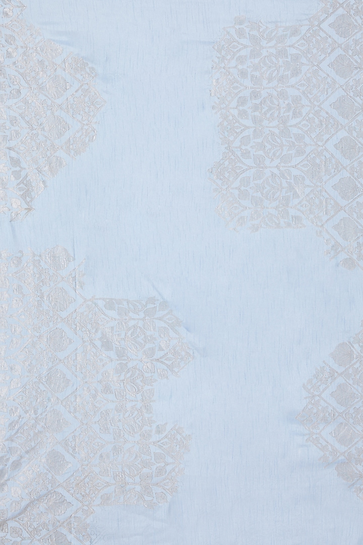Ash Blue & Silver Applique Embroidered Reception Saree Set by Dev R Nil at Pernia's Pop Up Shop