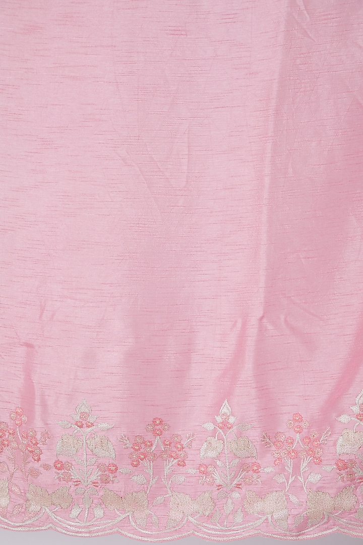 Onion Pink Aari Embroidered Reception Saree Set by Dev R Nil at Pernia's Pop Up Shop