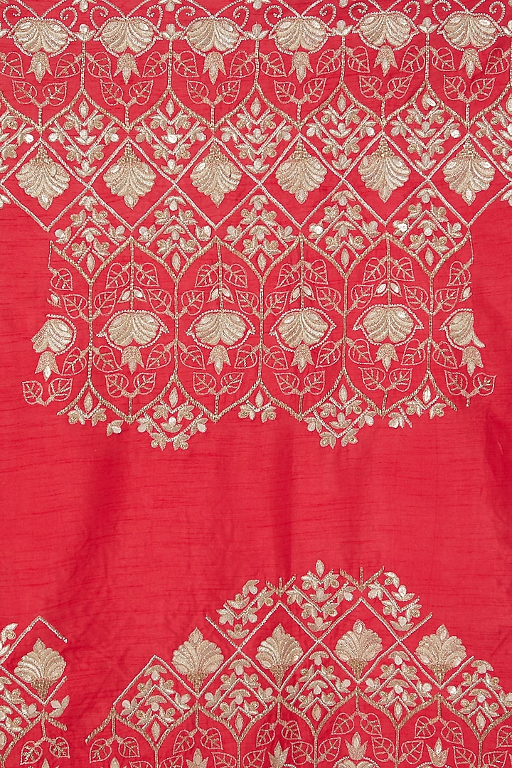 Red & White Zardosi Embroidered Bridal Saree Set by Dev R Nil at Pernia's Pop Up Shop