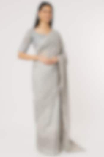 Grey Embroidered Saree by Dev R Nil