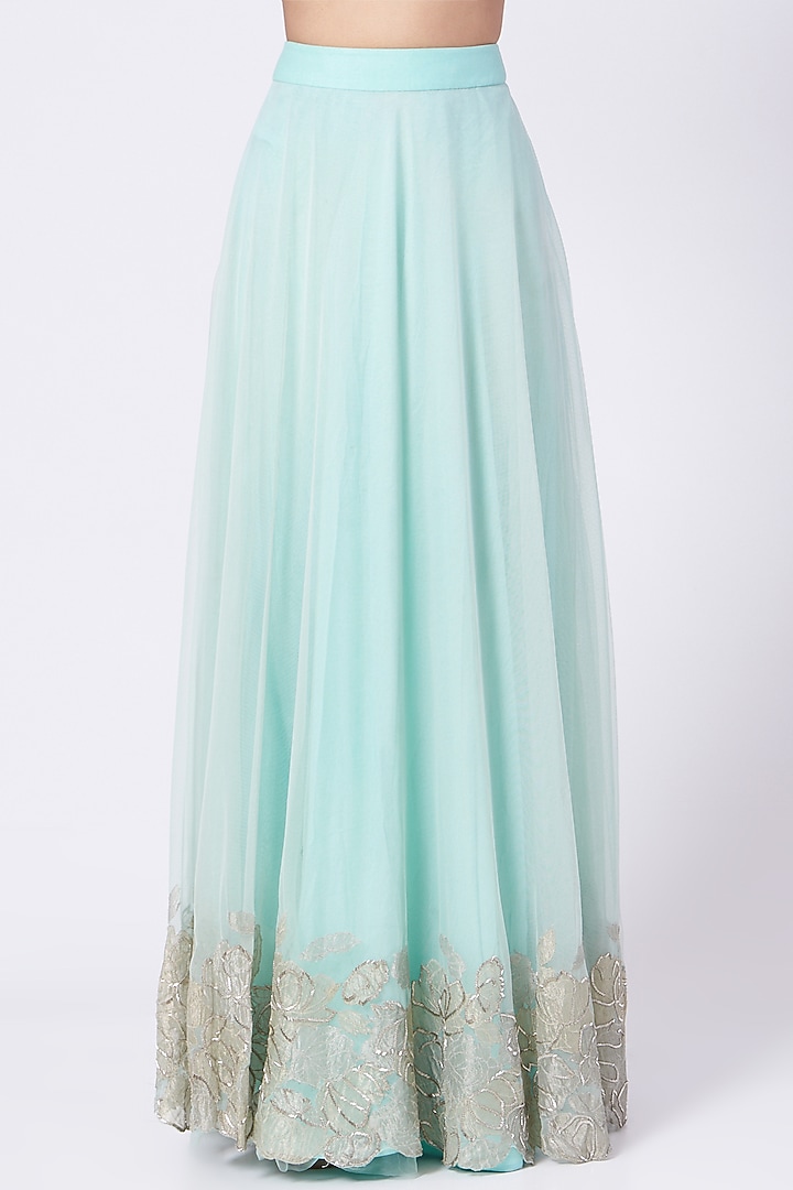 Mint Sequins Embroidered Bridal Lehenga Set by Dev R Nil at Pernia's Pop Up Shop