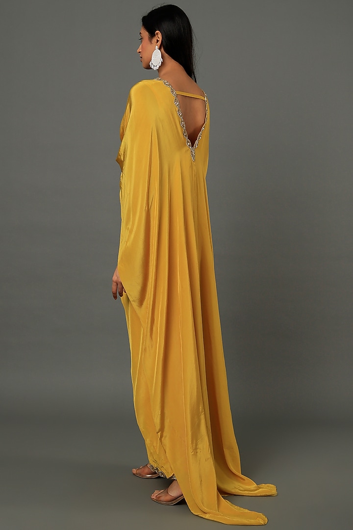 Yellow Crepe Knotted Dress With Pants by Dev R Nil at Pernia's Pop Up Shop