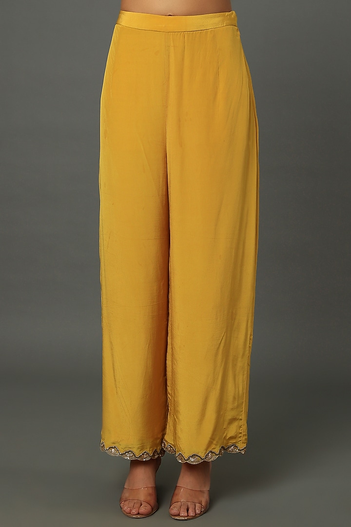 Yellow Crepe Knotted Dress With Pants by Dev R Nil at Pernia's Pop Up Shop