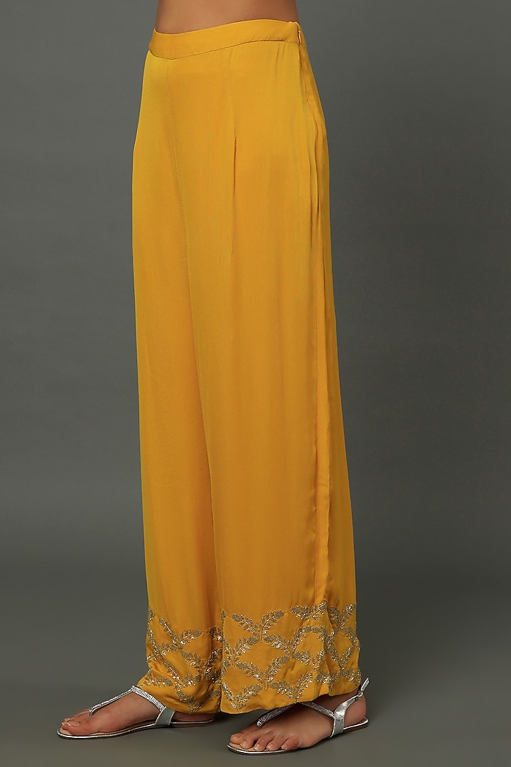 Yellow Embroidered Pant Set by Dev R Nil at Pernia's Pop Up Shop