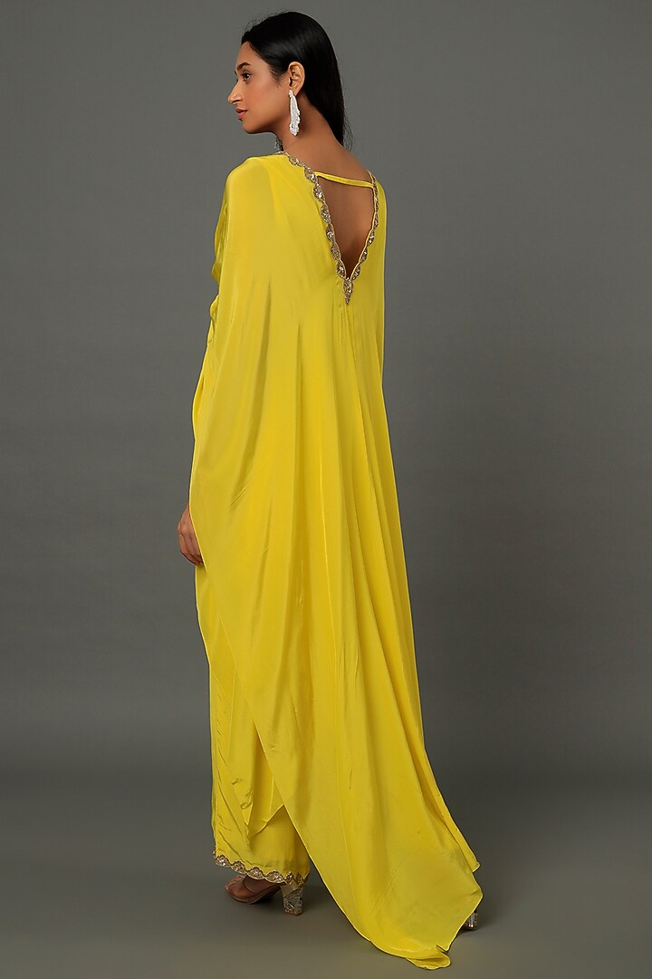 Lime Crepe Knotted Dress With Pants by Dev R Nil at Pernia's Pop Up Shop