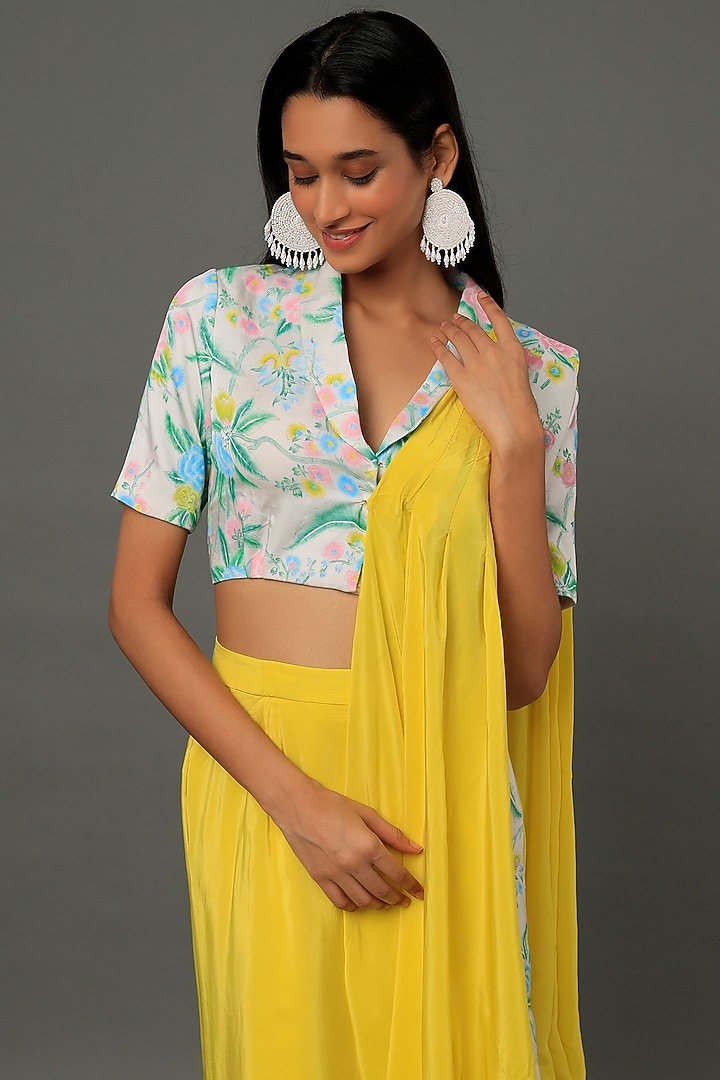 Lime Green Crepe Draped Wedding Saree Set by Dev R Nil at Pernia's Pop Up Shop