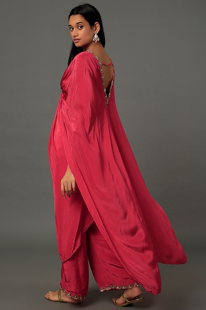 Red Crepe Knotted Dress With Pants by Dev R Nil at Pernia's Pop Up Shop