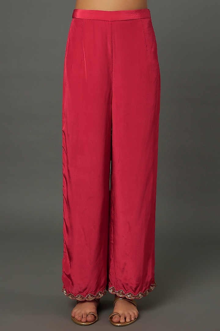 Red Crepe Knotted Dress With Pants by Dev R Nil at Pernia's Pop Up Shop