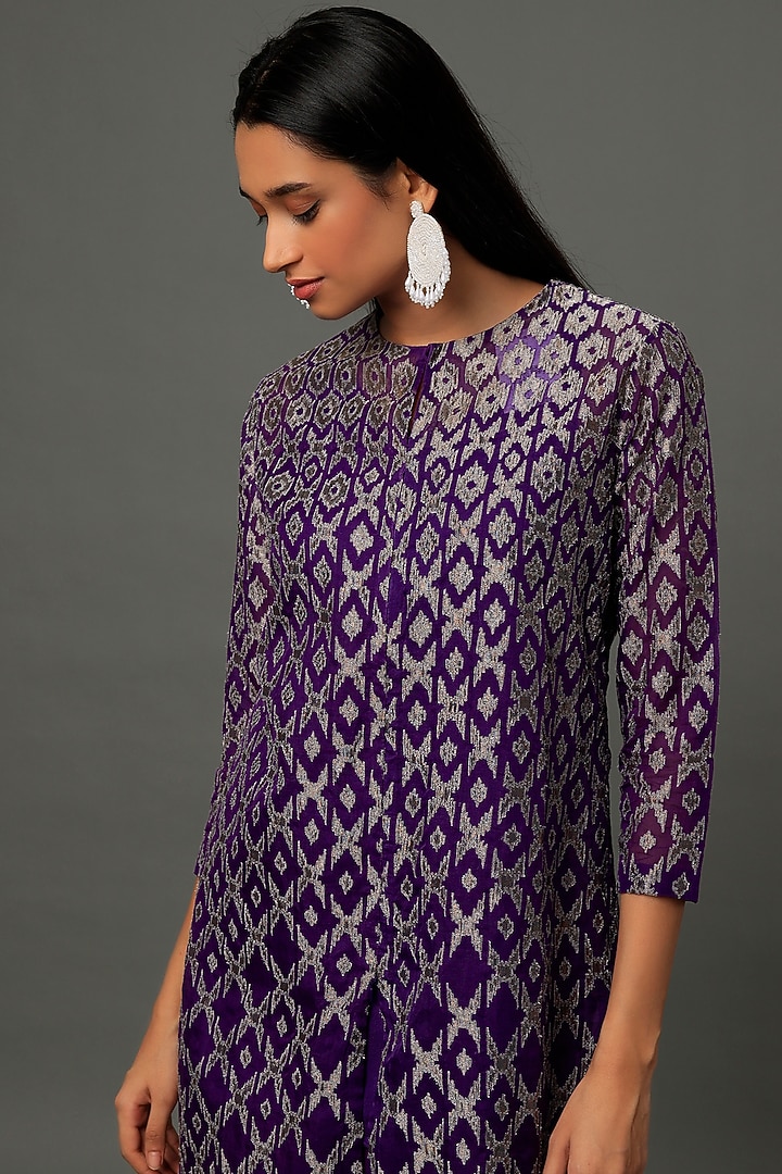 Purple Appliqued Jacket Set by Dev R Nil at Pernia's Pop Up Shop