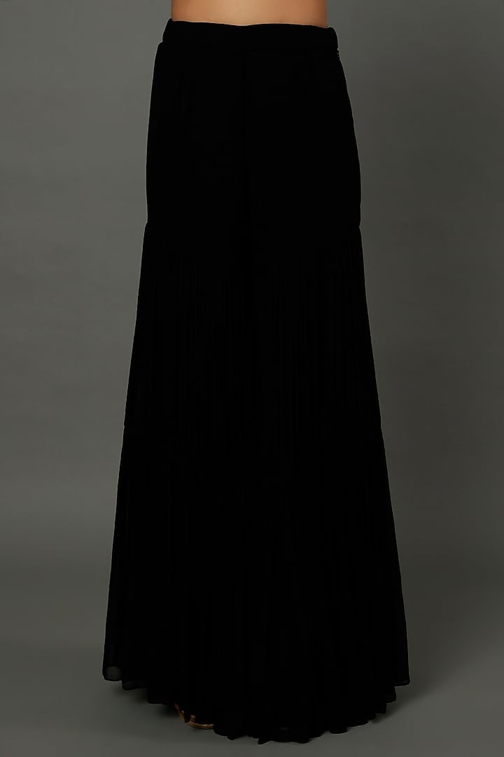 Black Georgette Bridal Sharara Set by Dev R Nil at Pernia's Pop Up Shop