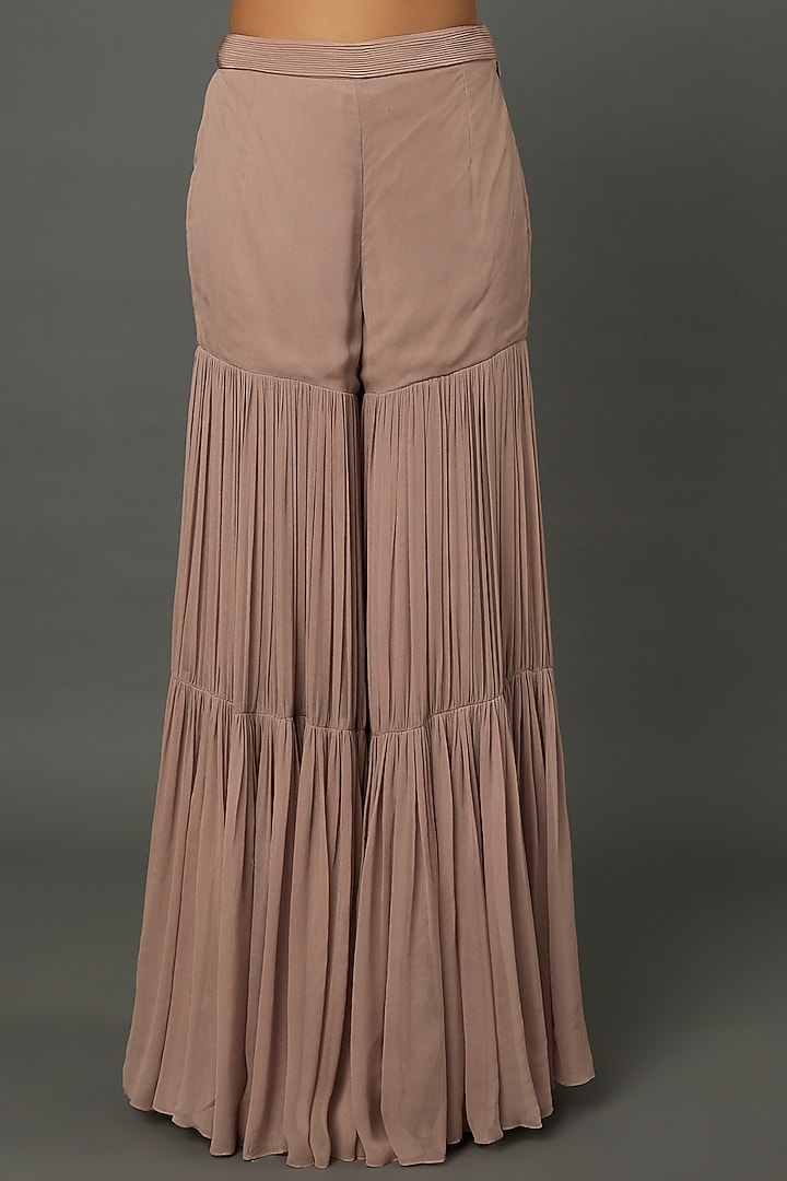 Nude Georgette Bridal Sharara Set by Dev R Nil at Pernia's Pop Up Shop