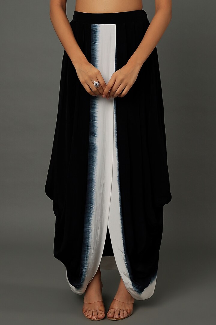 Black Georgette Draped Skirt Set by Dev R Nil at Pernia's Pop Up Shop