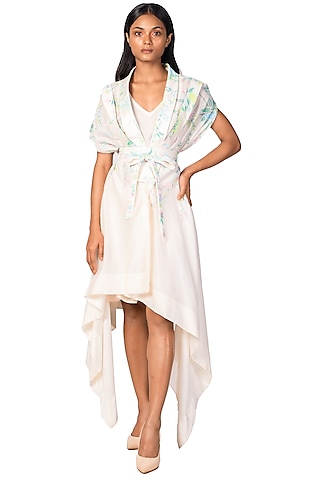 White Hand Painted Dress With Inner by Dev R Nil
