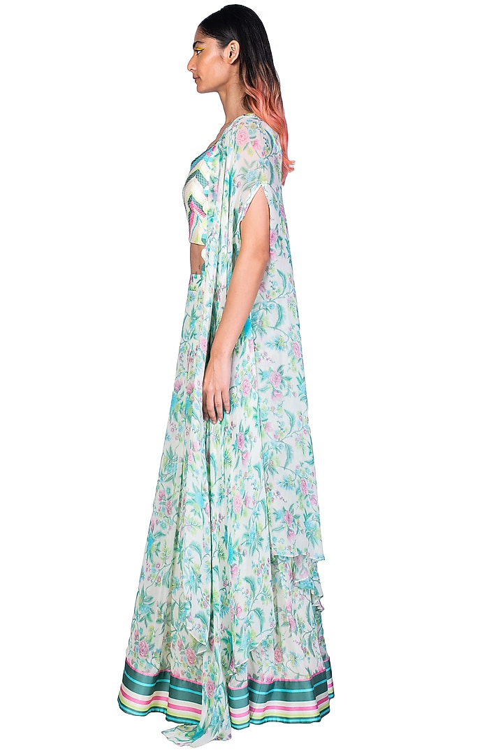 Off-White Printed Skirt Set by Dev R Nil at Pernia's Pop Up Shop
