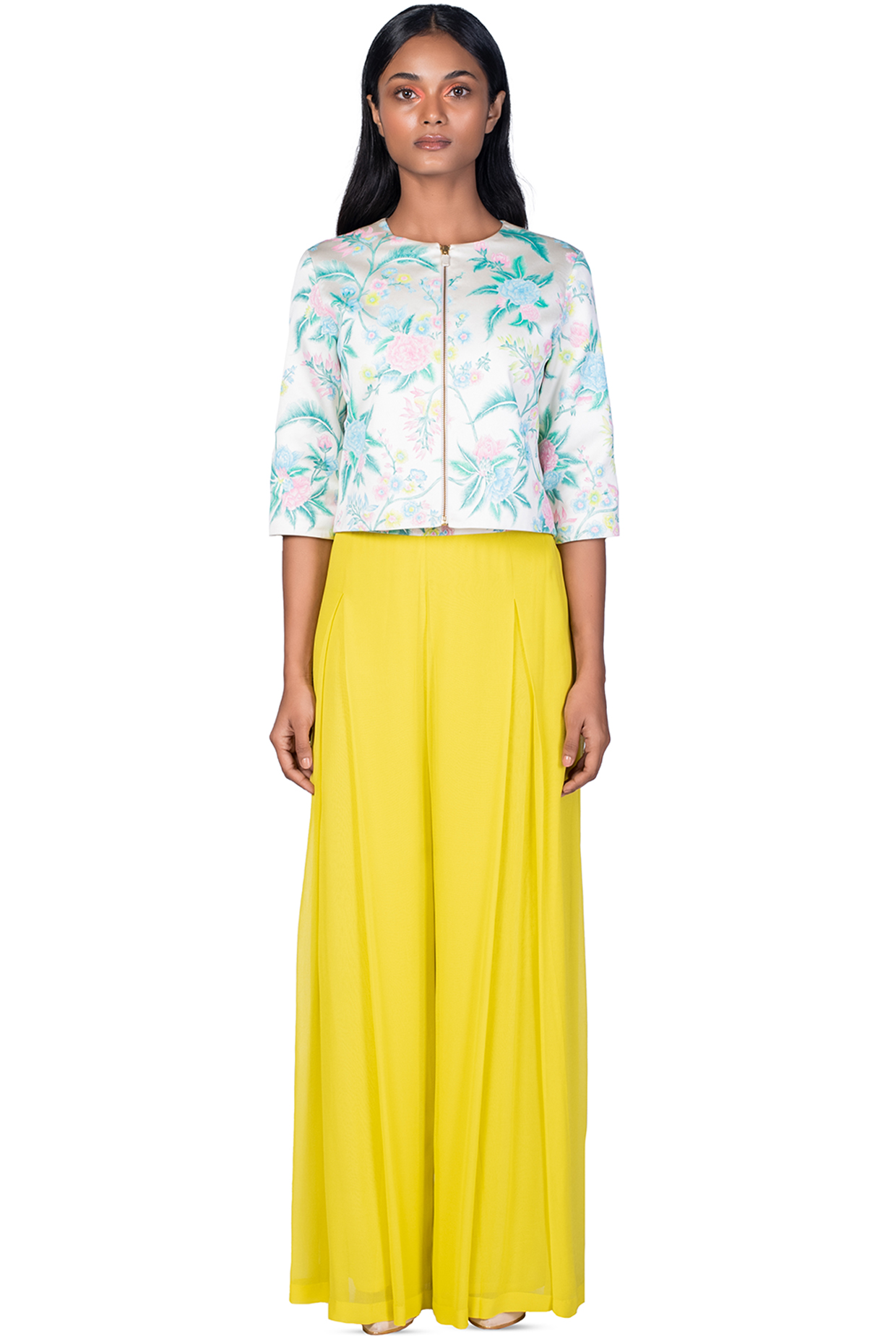 Neon Yellow Georgette Pant Set by Dev R Nil at Pernia's Pop Up Shop