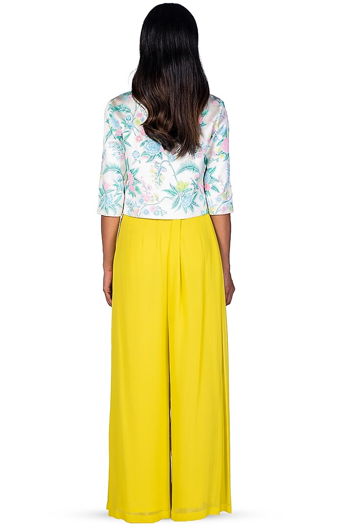 Neon Yellow Georgette Pant Set by Dev R Nil at Pernia's Pop Up Shop