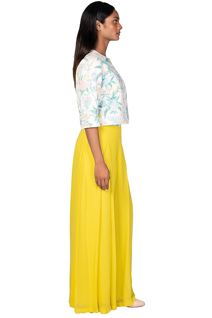 Neon Yellow Georgette Pant Set by Dev R Nil at Pernia's Pop Up Shop