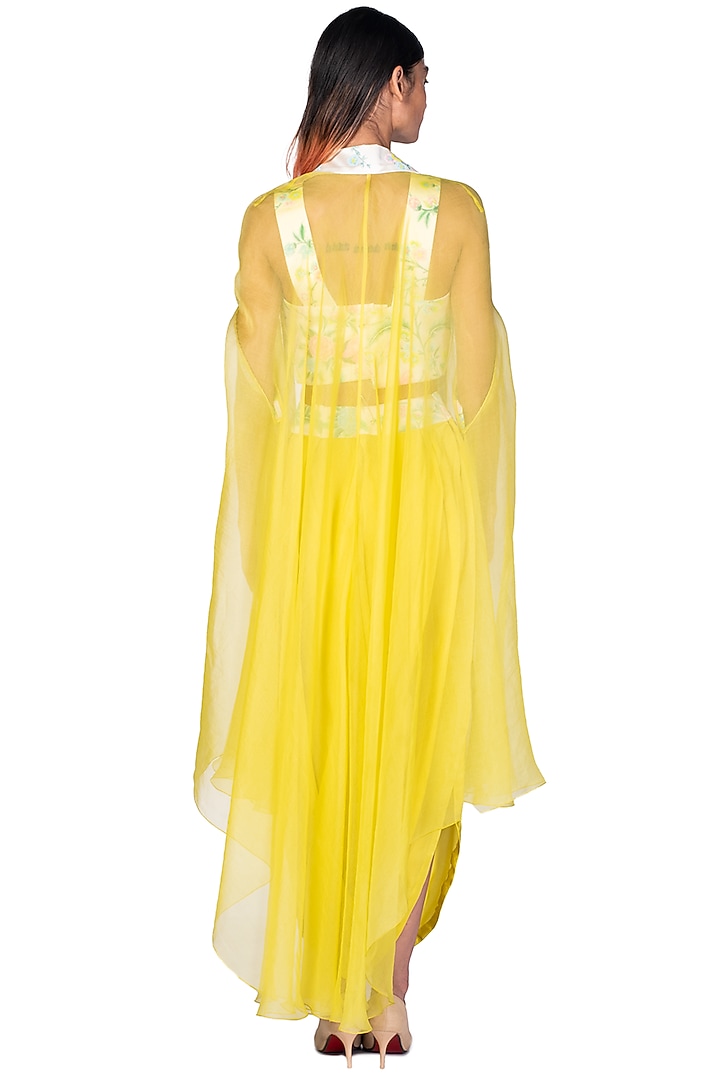 Neon Yellow Hand Painted Throw Jacket Set by Dev R Nil at Pernia's Pop Up Shop