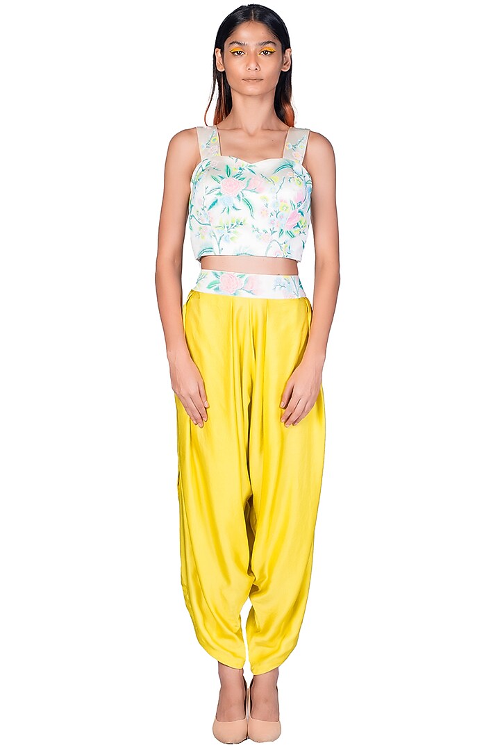 Neon Yellow Hand Painted Throw Jacket Set by Dev R Nil at Pernia's Pop Up Shop