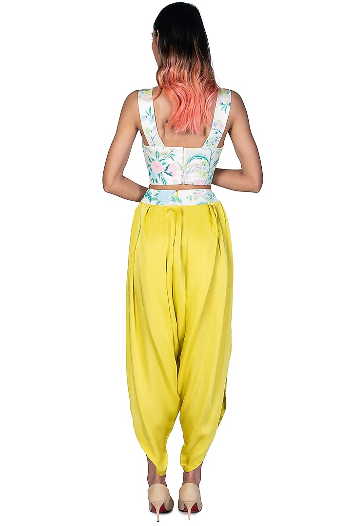 Neon Yellow Hand Painted Throw Jacket Set by Dev R Nil at Pernia's Pop Up Shop